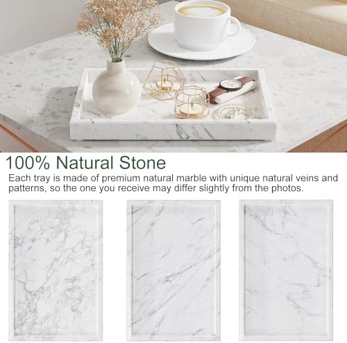 Decorative Marble Tray for Counter, 11.8x7.9x1.2 in, Carrara White