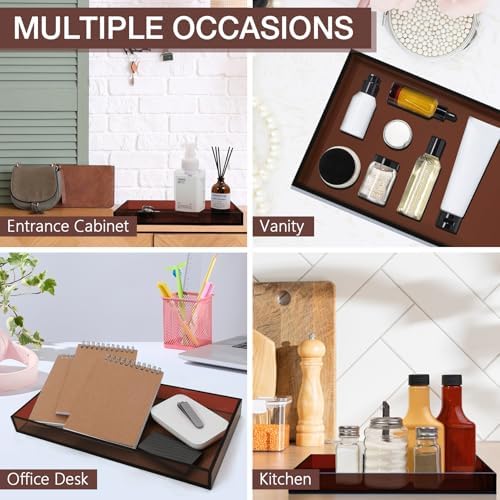 Amber Acrylic Tray 5mm Thicken 7.9x4'' Decorative Serving Tray for Bathroom, Toilet Tank, Sink Countertop, Living Room,D