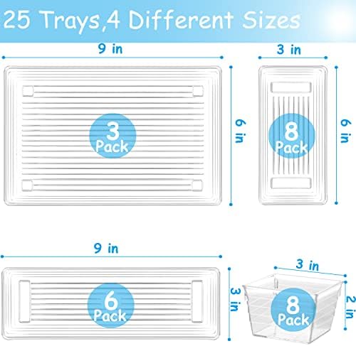 DCA 25 PCS Clear Plastic Drawer Organizer Trays, Storage Bins