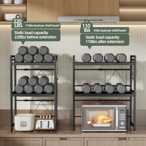 NETEL 3 Tier Expandable Microwave Stand countertop,Microwave Oven Rack