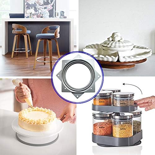 6Pack 6Inch Lazy Susan Hardware Square Rotating Bearing Plate Turntable
