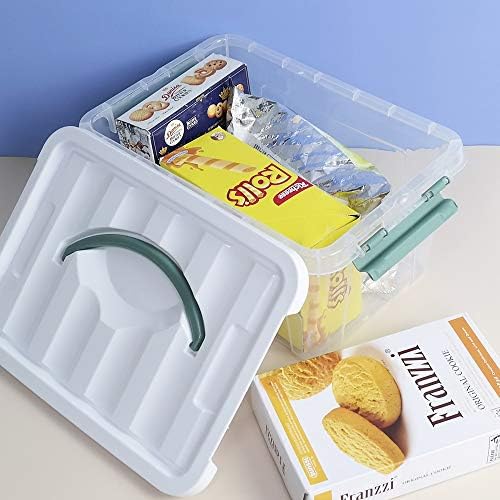 6 Pack Small Container Bins, Clear Plastic Storage Boxes with Lids, 11.14''L x 7.75''W x 5.67''H