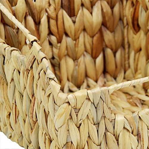Casaphoria Square Irregular Hyacinth Storage Baskets Natural Hand Woven Water Hyacinth Basket Durable Rectangular Basket