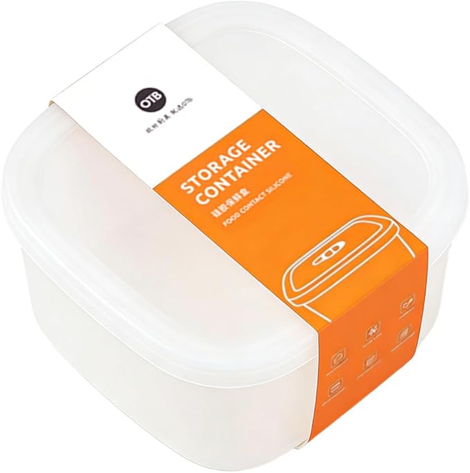 OTB Set of 2 Reusable Silicone Containers Clear, Nesting Leak-free Silicone Food Storage Boxes, BPA Free, Airtight, Dishwasher and Freezer Safe (Clear XL)