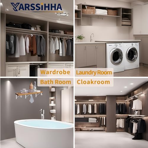 Yarssihha 4 Pack Closet Rod Bracket, 12 x 10.4 Inch Wall Mounted Closet Shelf Bracket, White Closet Rod Support Bracket 