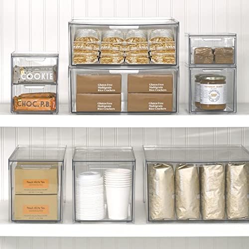 mDesign Kitchen Storage Drawer Box – Plastic Storage Box with Pull-Out Drawer – Pantry, Fridge and Cupboard Storage for 
