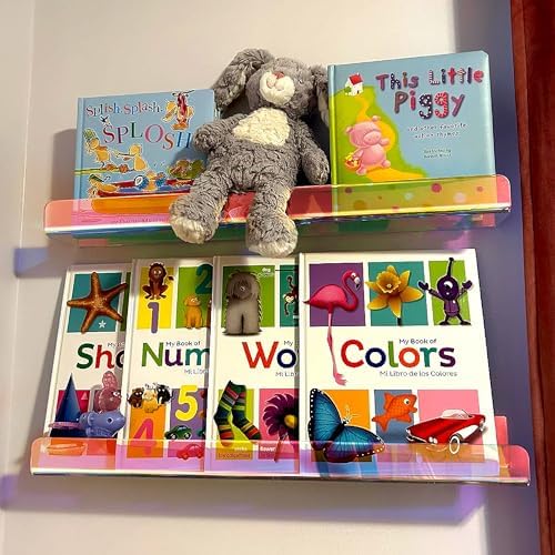 2 Packs 24 inches Iridescent Acrylic Shelves,Book Shelf for wall
