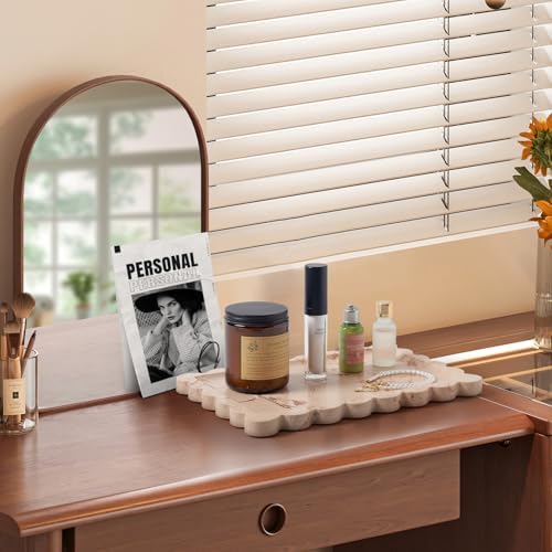 Scalloped Natural Marble Tray - Decorative Stone Tray for Bathroom & Vanity