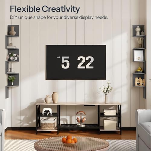 HOOBRO Corner Shelf Wall-Mounted, Set of 2 Floating Corner Shelves for Wall