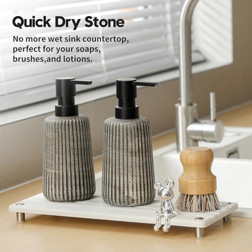 Razborci Instant Dry Sink Caddy Kitchen Sink Organizer, Quick Drying Stone Tray Diatomite Sponge Holder Soap Dish, Bathr