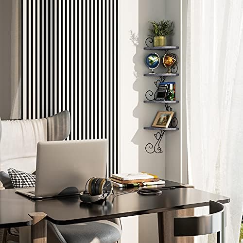 Alsonerbay 4-Tier Cat Shaped Corner Floating Shelf Wall Mount, Grey