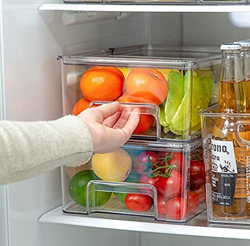 SANNO Freezer Containers Food Storage Containers Fridge Containers Plastic Organization Storage Bin for Fridge, Freezer,