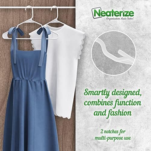 NEATERIZE Plastic Clothes Hangers-Durable Coat and Clothes Hangers-Vibrant Color Hangers-Lightweight Space Saving Laundry Hangers-20, 40, 60 Available (20 Pack - White)