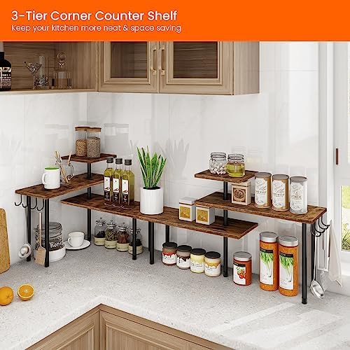 Homode Kitchen Countertop Organizer - 3 Tier Corner Shelf, Bathroom Counter Organizer, Spice Rack, Coffee Bar, Over Sink