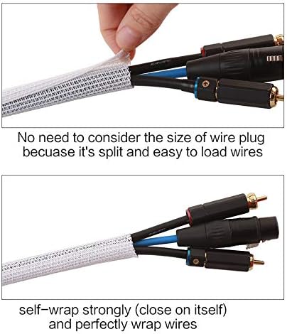 Alex Tech 25ft - 3/4 inch Cord Protector Wire Loom Tubing Cable Sleeve Split Sleeving for USB Cable Power Cord Audio Vid