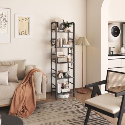 YMYNY 5 Tier Bookshelf, Freestanding Bookcase for Living Room, Bedroom, Home Office, Multi-Functional Storage Rack Organ