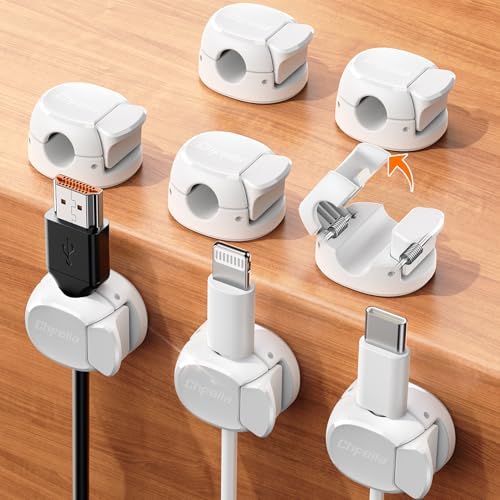8Pack Cord Organizer [Dual Spring & Clasp] [Max Stability] Cable Clips, Chfeila Cord Holder, Desk Cable Management, Adhe