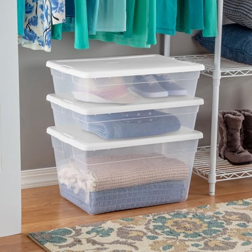 Sterilite Storage Box, Stackable Plastic Container Home Organizer, 28 Qt(20 Pack)