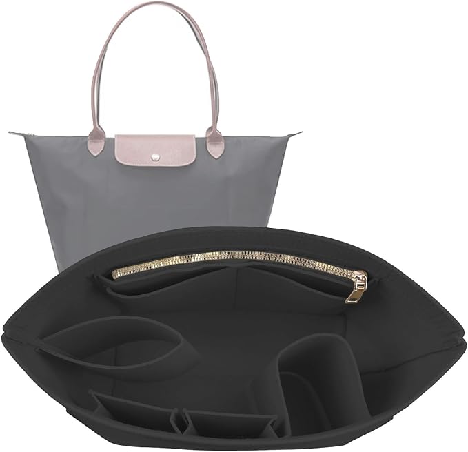 Lckaey Purse Organizer Insert for longchamp Le Pliage Neo(Large) Handbags Insert Organizer 1012BLACK-L