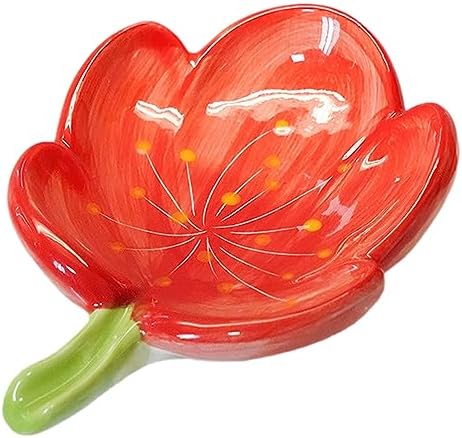Self-Draining Soap Dish Flower Shaped Cute Shower Soap Container for Kitchen, Bathroom, Bedroom, Tulip, Red