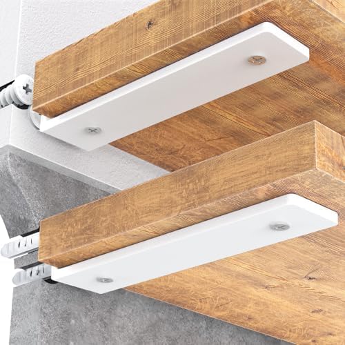 Goovilla Floating Shelf Brackets 6 Inch for 2×4" Wood Stud, 4 Pack, White