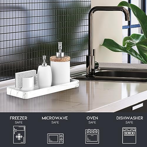 Gurygo 12" Ceramic Bathroom Vanity Tray for Kitchen Counter - Kitchen Soap Trays - Rectangular Vanity Tray for Bathroom 