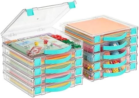 Vtopmart 10 Pack Board Game Storage with Handle and Snap-Tight Latch Lid