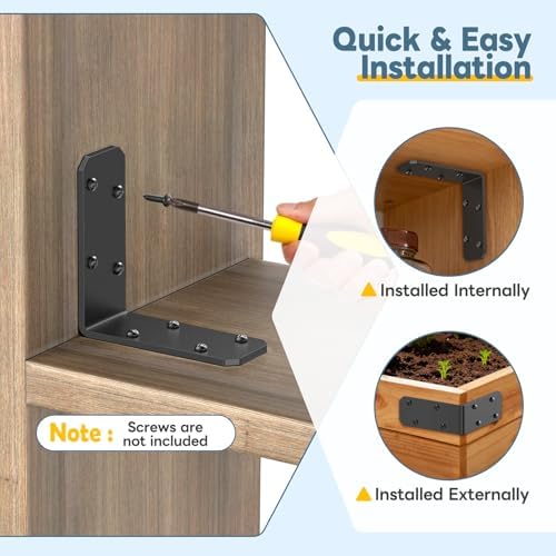3"×3"×1.2" L Bracket for Wood, 90 Degree Angle Brace, Black-16PCS