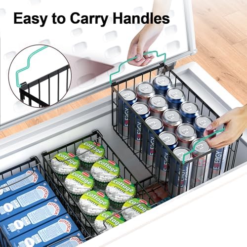 Freezer Organizer Bins, 4 Pack Big Baskets for 5/ 7 Cu.FT Deep Freezer