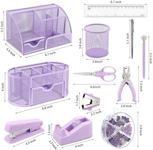 17 IN 1 Office Desk Organizer Set for Back to School Supplies Accessories
