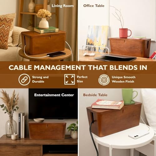 Extra Large Cable Management Box, Power Strip & Cord Hider, Desk Organizer