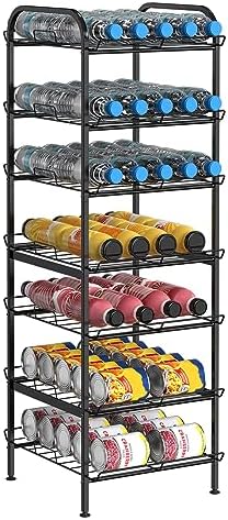 BTY Water Bottle Organizer 7 Tier Freestanding Water Bottle Storage Organizer Metal Bottle Rack Holder Stand Shelf for K