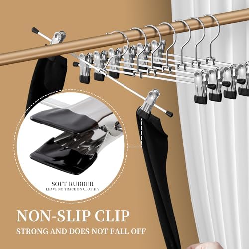 Pants Hangers with Clips, Skirt Hangers,12 Inch 30 Pack, Black