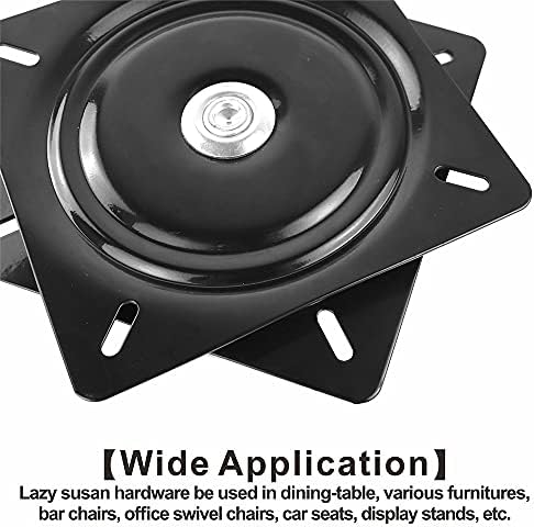 2Pack 8 Inch Lazy Susans Turntable Bearings Swivel Zinc Plate, Black Square Lazy Susan Hardware, Heavy Duty Lazy Susan R