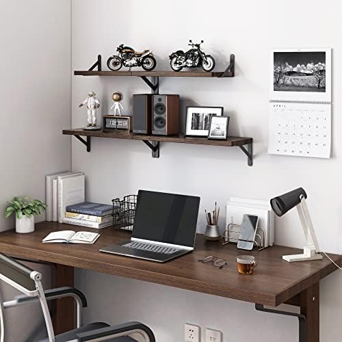 YGEOMER 4 Different Sizes Floating Shelves for Wall Decor, Dark Carbonized