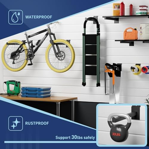 16 Pack Heavy Duty Tube Slatwall Shelf Brackets, Metal Tubular Slat Wall Brackets with Lip, Slatwall Accessories for Gar