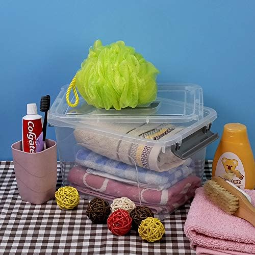 Bringer Plastic Storage Bins with Lids 6-Pack, 6 Quart Clear Organizer Bins
