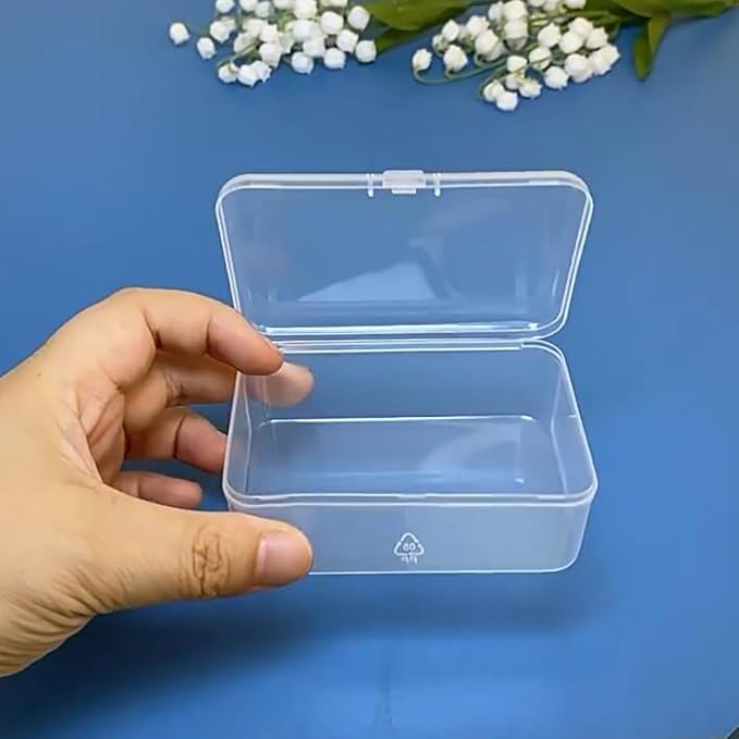 12 Pack Rectangular Clear Plastic Organizer Storage Box Containers (3.54 x 2.36 x 1.38 inch) with Lid for Beads and More