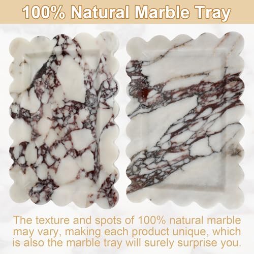 100% Marble Vanity Tray for Bathroom Counter, Kitchen, Coffee 11.8"