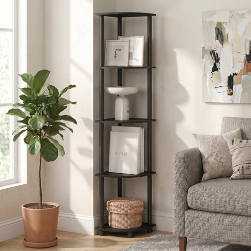 5-Tier Corner Bookshelf, Corner Shelf for Organization and Storage, Open Storage Shelves, Home Office, Living Room, Gara