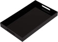 Glossy Black Sturdy Acrylic Serving Tray with Handles-12x20Inch-Serving Coffee,Appetizer,Breakfast,Butler-Kitchen Countertop Makeup Drawer Organizer-Vanity Table Ottoman Decorative Tray