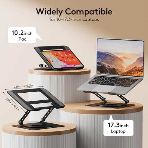 TECKNET Laptop Stand for Desk, 360° Rotating Laptop Stand for 10-17" Laptop