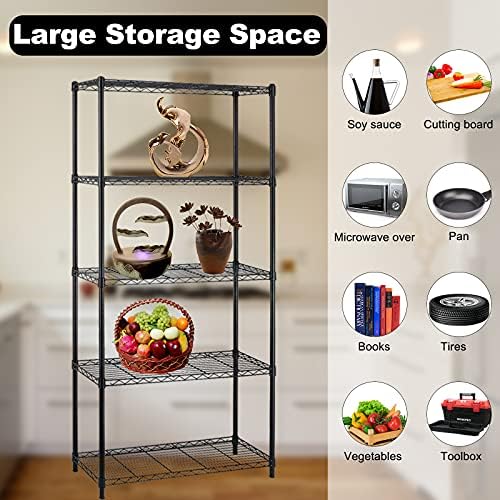 Storage Shelves, 5 Tier Metal Shelf Adjustable Height NSF Certification Shelving 36 "L x 14 "W x 72 "H Tool Shelf 1250Lb