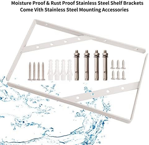 Shelf Brackets 14 Inch, Heavy Duty 90 Degree Floating Wall Shelves Brackets Triangle Shelf Brackets, Solid Stainless Ste