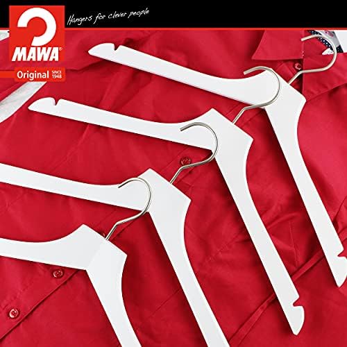MAWA by Reston Lloyd, European Wooden Hanger, Beech Wood Straight Hanger with Shoulder Notches, Rotating Chrome Hook, Wh