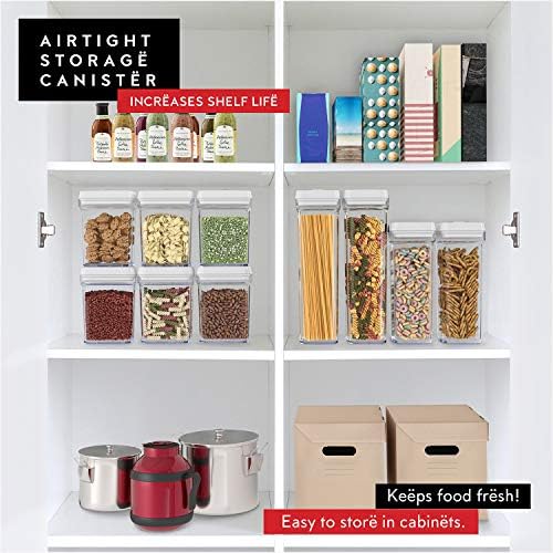 DWËLLZA KITCHEN Airtight Food Storage Containers for Pantry With White Lids 1L - 6 Pack - Clear Plastic Air Tight Kitchen Containers Pantry Organization and Storage BPA-Free Keeps Food Fresh & Dry