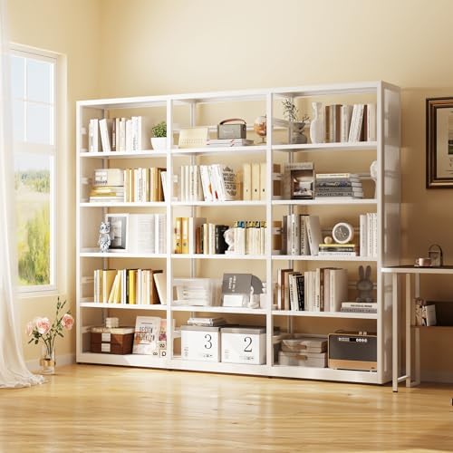 SteeLoong 5 Tier Bookshelf -Metal Bookcase with 4 Adjustable Shelves
