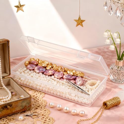 LJY 10 Clear Rectangular Plastic Boxes, 6.1 x 2.6 x 1.2 in for Beads