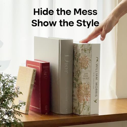 Book Shape Decorative Cable Management Box - Expandable Cable Organizer Box with Magnetic Closure for Home & Office (Mod