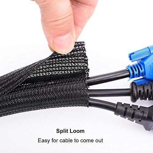 ZhiYo 20ft - 1/2 inch Cable Sleeve, Cord Wrap Wire Protector Tubing for Pets, PC Cable Wrap, Computer Cable Management S